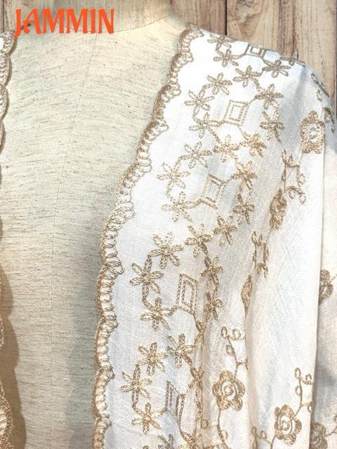 刺繍入りざっくり羽織り 白 アジアン エスニック ヒッピー カーディガン < 女性ファッション 刺繍入りざっくり羽織り 白 アジアン エスニック ヒッピー カーディガン < 女性ファッションの