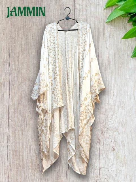 刺繍入りざっくり羽織り 白 アジアン エスニック ヒッピー カーディガン < 女性ファッション 刺繍入りざっくり羽織り 白 アジアン エスニック ヒッピー カーディガン < 女性ファッションの
