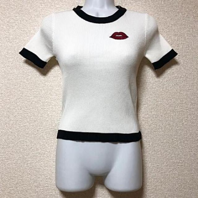 【新品/HiP ROCKER】唇刺繍入バイカラーリブニット < ブランド  【新品/HiP ROCKER】唇刺繍入バイカラーリブニット < ブランドの