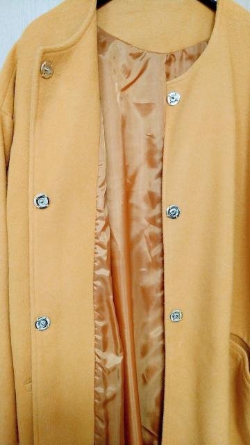 ティティベイト★ゆったりノーカラーコート★マスタード★M〜3L < 女性ファッション  ティティベイト★ゆったりノーカラーコート★マスタード★M〜3L < 女性ファッションの