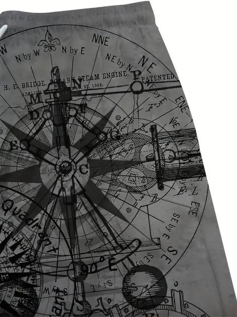 超お買い得価格1490円★ヴィンテージ風速乾スイムショーツ、コンパス&海図柄、ポケット付き、USAサイズM(日本サイズXL相当) < レジャー/スポーツ  超お買い得価格1490円★ヴィンテージ風速乾スイムショーツ、コンパス&海図柄、ポケット付き、USAサイズM(日本サイズXL相当) < レジャー/スポーツの