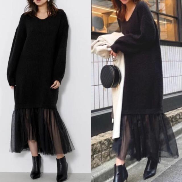 rienda★MIXチュールニットワンピース★ < ブランド rienda★MIXチュールニットワンピース★ < ブランドの