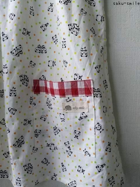 saku-smile スモック 130~140 袖なし ぱんだ < キッズ/ベビー  saku-smile スモック 130~140 袖なし ぱんだ < キッズ/ベビーの