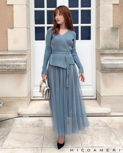 MICOAMERI☆チュールスカートセットアップ☆ブルー☆超美品 < ブランド MICOAMERI☆チュールスカートセットアップ☆ブルー☆超美品 < ブランドの