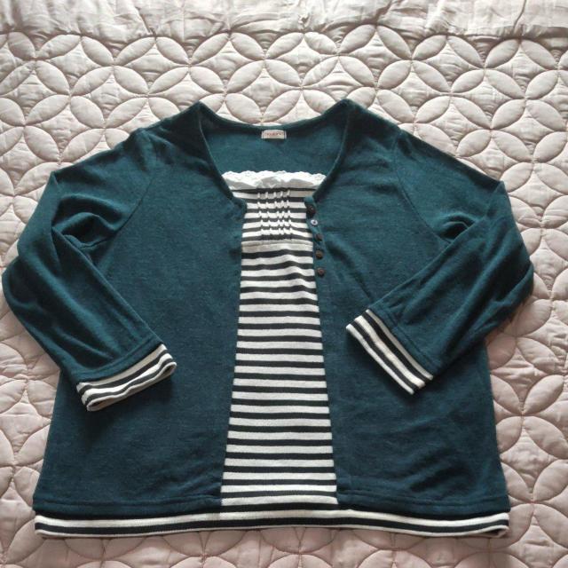 値下げ★新品★ノアンヌ★重ね着風カットソー★4L★noannu★グリーン★大きいサイズ < 女性ファッション  値下げ★新品★ノアンヌ★重ね着風カットソー★4L★noannu★グリーン★大きいサイズ  < 女性ファッションの