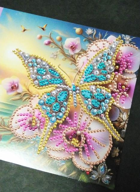 ダイヤモンドアート★グリーティングカードB蝶々とお花 < インテリア/ライフ  ダイヤモンドアート★グリーティングカードB蝶々とお花 < インテリア/ライフの