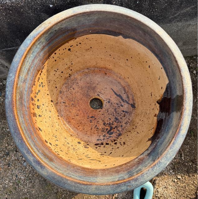 【中国古盆器】 海鼠釉外縁丸鉢33p 青灰色 陶器製 丸型 植木鉢 盆栽蜂 < ペット/手芸/園芸  【中国古盆器】 海鼠釉外縁丸鉢33p 青灰色 陶器製 丸型 植木鉢 盆栽蜂 < ペット/手芸/園芸の