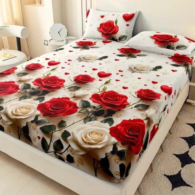 爆ヤス価格2390円★3枚セットの赤と白の薔薇クラスター、ロマンチック ベッドシートと枕カバー セミダブル120×200cm < インテリア/ライフ 爆ヤス価格2390円★3枚セットの赤と白の薔薇クラスター、ロマンチック ベッドシートと枕カバー セミダブル120×200cm < インテリア/ライフの