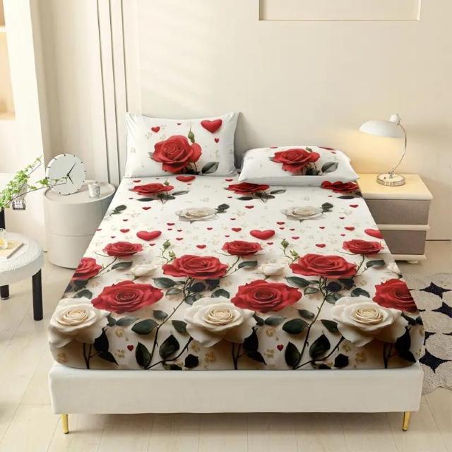 爆ヤス価格2390円★3枚セットの赤と白の薔薇クラスター、ロマンチック ベッドシートと枕カバー セミダブル120×200cm < インテリア/ライフ 爆ヤス価格2390円★3枚セットの赤と白の薔薇クラスター、ロマンチック ベッドシートと枕カバー セミダブル120×200cm < インテリア/ライフの