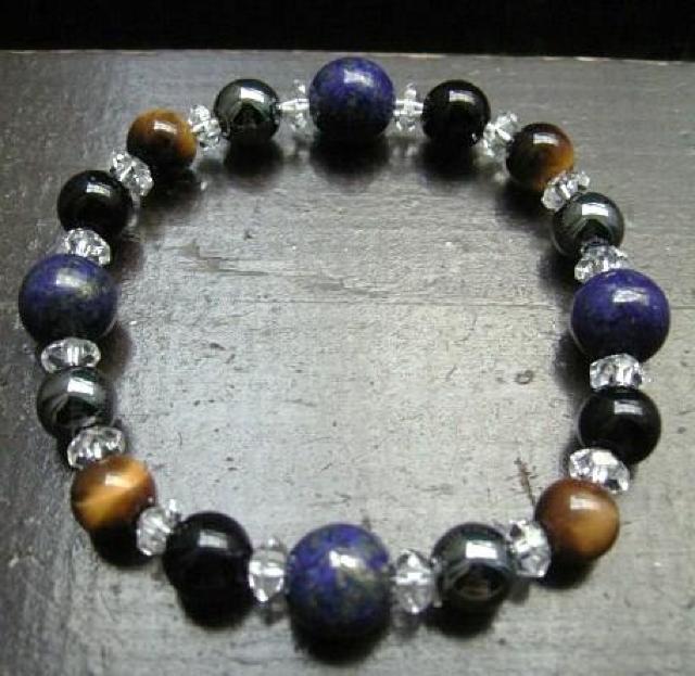 ラピスラズリxオニキスxタイガーアイxヘマタイトブレスレット < 女性アクセサリー/時計 ラピスラズリxオニキスxタイガーアイxヘマタイトブレスレット < 女性アクセサリー/時計の