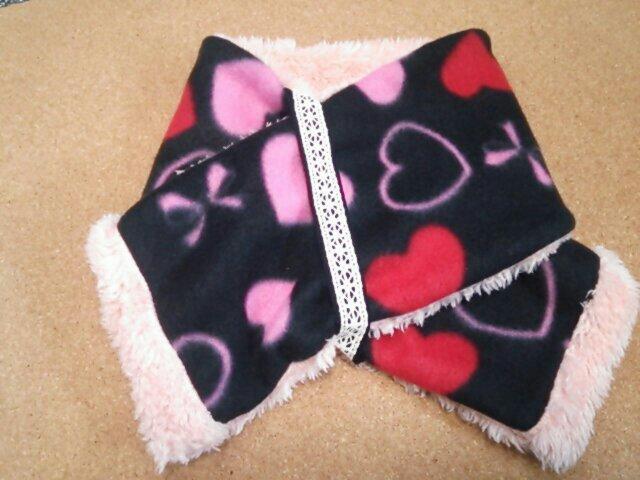 ハンドメイド在庫処分!!フリースマフラー(黒 ピンクファー) < 女性ファッション  ハンドメイド在庫処分!!フリースマフラー(黒 ピンクファー)  < 女性ファッションの