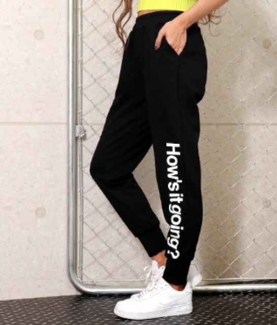 黒how's itgoing?プリントスエットパンツ < 女性ファッション  黒how's itgoing?プリントスエットパンツ  < 女性ファッションの