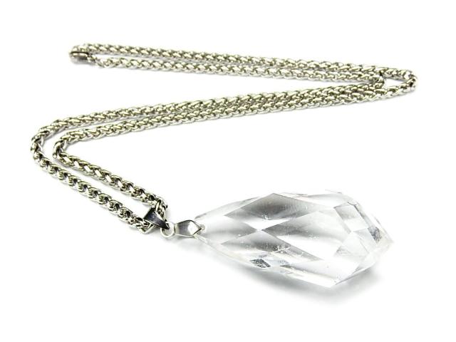 AA天然水晶 オリジナル しずく カット ペンダント 天然石 ステンレス ネックレス < 女性アクセサリー/時計  AA天然水晶 オリジナル しずく カット ペンダント 天然石 ステンレス ネックレス  < 女性アクセサリー/時計の