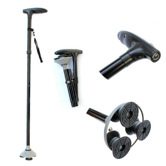 LED ライト付き 自立式 軽量 折りたたみ 5段伸縮 多点 杖 < ヘルス/ビューティー  LED ライト付き 自立式 軽量 折りたたみ 5段伸縮 多点 杖  < ヘルス/ビューティーの