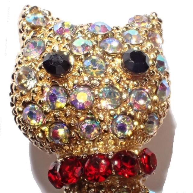 金色 猫 ネコ ねこ ラインストーン リボン ピンブローチ ブローチ ピンバッジ バッジ ピンズ ラペルピン ゴールド色 < 女性アクセサリー/時計  金色 猫 ネコ ねこ ラインストーン リボン ピンブローチ ブローチ ピンバッジ バッジ ピンズ ラペルピン ゴールド色 < 女性アクセサリー/時計の