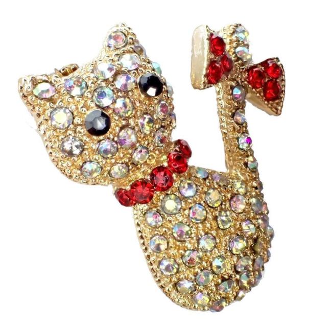 金色 猫 ネコ ねこ ラインストーン リボン ピンブローチ ブローチ ピンバッジ バッジ ピンズ ラペルピン ゴールド色 < 女性アクセサリー/時計  金色 猫 ネコ ねこ ラインストーン リボン ピンブローチ ブローチ ピンバッジ バッジ ピンズ ラペルピン ゴールド色 < 女性アクセサリー/時計の