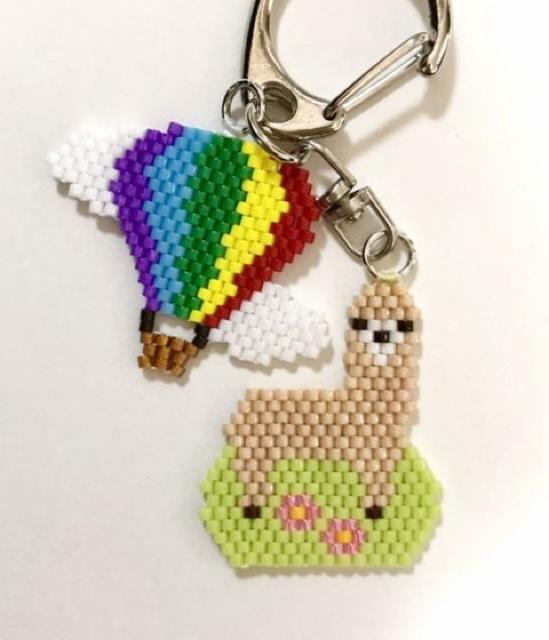 hハンドメイド〓デリカビーズステッチ〓気球&アルパカ〓キーホルダー < 女性ファッション hハンドメイド〓デリカビーズステッチ〓気球&アルパカ〓キーホルダー < 女性ファッションの