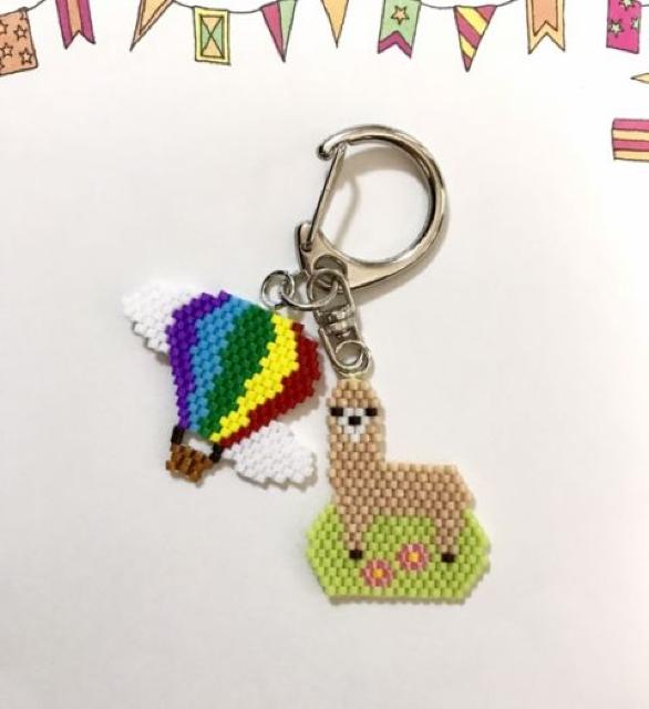 hハンドメイド〓デリカビーズステッチ〓気球&アルパカ〓キーホルダー < 女性ファッション hハンドメイド〓デリカビーズステッチ〓気球&アルパカ〓キーホルダー < 女性ファッションの