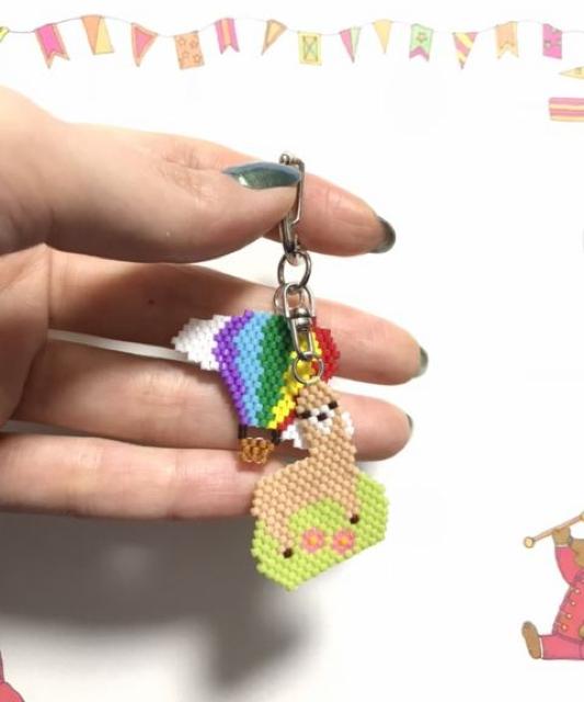 hハンドメイド〓デリカビーズステッチ〓気球&アルパカ〓キーホルダー < 女性ファッション hハンドメイド〓デリカビーズステッチ〓気球&アルパカ〓キーホルダー < 女性ファッションの