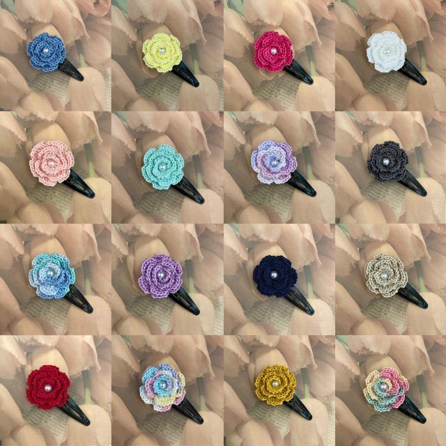 ハンドメイド♪レース編み 薔薇風お花モチーフのヘアピン < 女性ファッション  ハンドメイド♪レース編み 薔薇風お花モチーフのヘアピン < 女性ファッションの