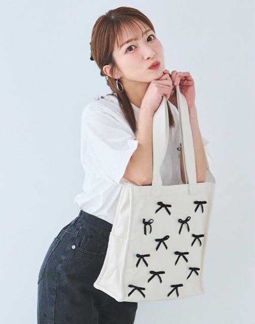 しまむら★ 辻ちゃんコラボ  リボントートバッグ(ホワイト) < ブランド  しまむら★ 辻ちゃんコラボ  リボントートバッグ(ホワイト)  < ブランドの