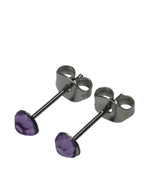 2個1セット 幅4mm ラインストーン スタッドピアス ライトパープル 両耳用 ステンレス アクリル製 シンプル つけっぱなしOK < 女性アクセサリー/時計  2個1セット 幅4mm ラインストーン スタッドピアス ライトパープル 両耳用 ステンレス アクリル製 シンプル つけっぱなしOK  < 女性アクセサリー/時計の