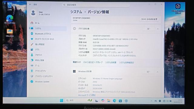 Lenovo Corei5 ������8GB �V�iSSD256GB Web�J���� DVD Windows11 Office2024 �� PC�{��/���Ӌ@��� 