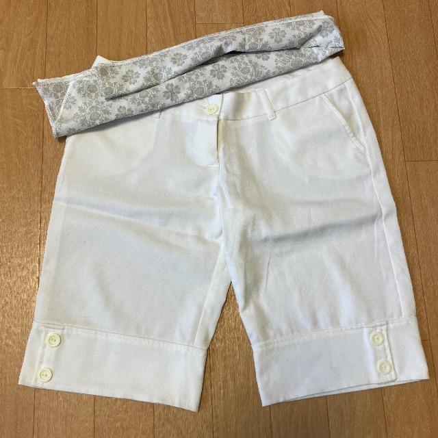 ハワイ購入☆スカーフベルト付ショートパンツ白 < 女性ファッション  ハワイ購入☆スカーフベルト付ショートパンツ白  < 女性ファッションの