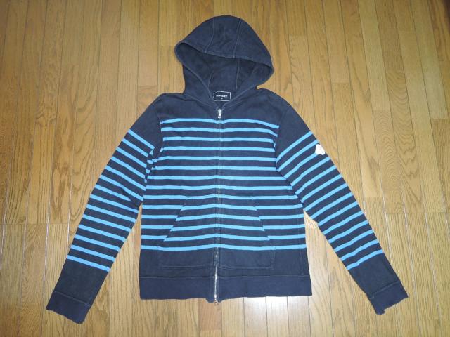 SOPHNET. ソフネット 薄手 スウェット ジップ パーカー S 黒青 ボーダー柄 < ブランド  SOPHNET. ソフネット 薄手 スウェット ジップ パーカー S 黒青 ボーダー柄  < ブランドの