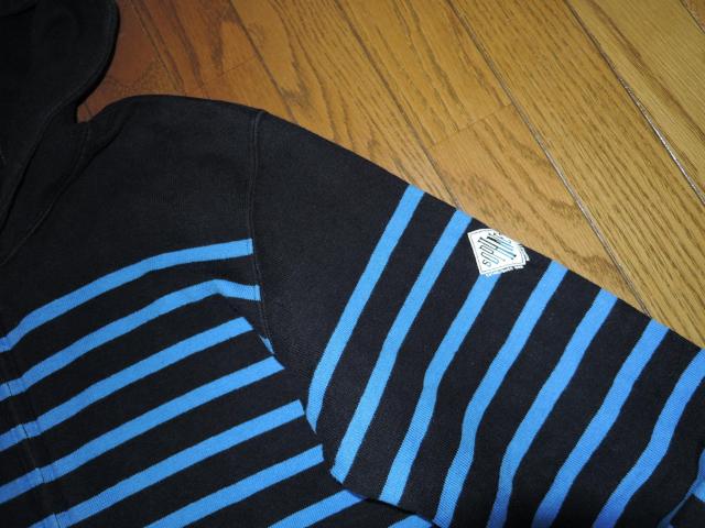 SOPHNET. ソフネット 薄手 スウェット ジップ パーカー S 黒青 ボーダー柄 < ブランド  SOPHNET. ソフネット 薄手 スウェット ジップ パーカー S 黒青 ボーダー柄 < ブランドの