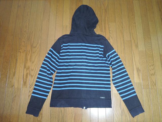 SOPHNET. ソフネット 薄手 スウェット ジップ パーカー S 黒青 ボーダー柄 < ブランド  SOPHNET. ソフネット 薄手 スウェット ジップ パーカー S 黒青 ボーダー柄 < ブランドの