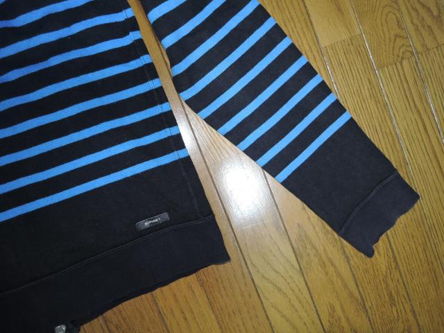 SOPHNET. ソフネット 薄手 スウェット ジップ パーカー S 黒青 ボーダー柄 < ブランド  SOPHNET. ソフネット 薄手 スウェット ジップ パーカー S 黒青 ボーダー柄 < ブランドの