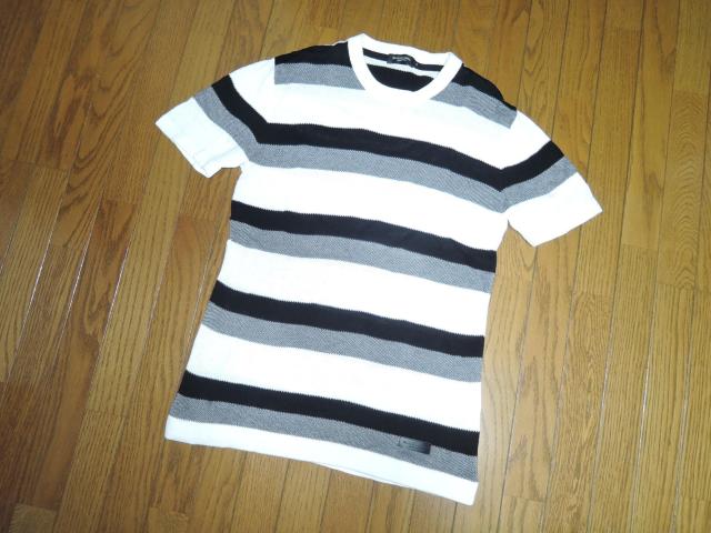 BLACK LABEL CRESTBRIDGE ブラックレーベルクレストブリッジ カットソーM白黒ボーダーTシャツ コットンニット < ブランド  BLACK LABEL CRESTBRIDGE ブラックレーベルクレストブリッジ カットソーM白黒ボーダーTシャツ コットンニット < ブランドの