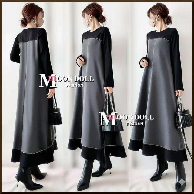 〜3L*スカラップライン切替バイカラーAラインフレアロング < 女性ファッション 〜3L*スカラップライン切替バイカラーAラインフレアロング < 女性ファッションの