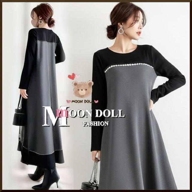 〜3L*スカラップライン切替バイカラーAラインフレアロング < 女性ファッション 〜3L*スカラップライン切替バイカラーAラインフレアロング < 女性ファッションの