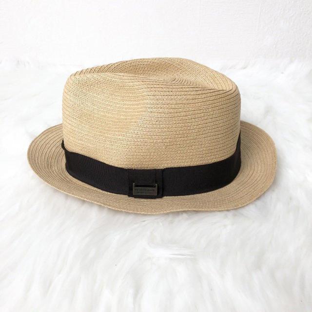 美品】BURBERRY BLACK LABEL 麦わら帽子 ストローハット ベージュ