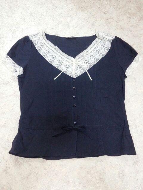 IENAブラウス半袖 紺色 美品☆ < ブランド  IENAブラウス半袖 紺色 美品☆  < ブランドの