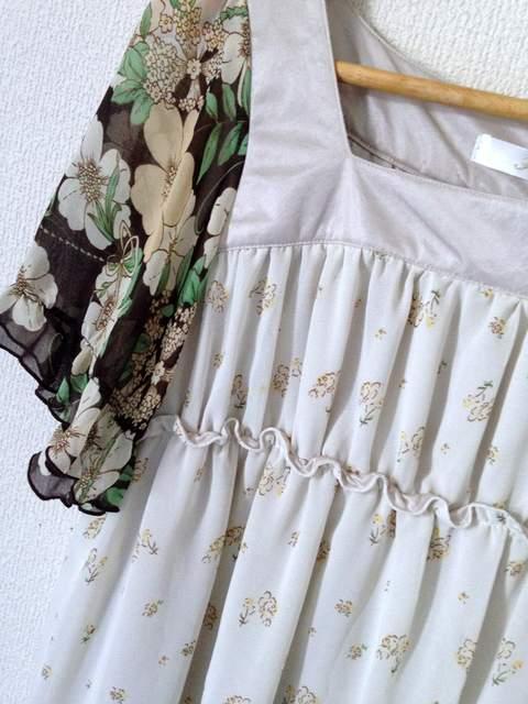 Recette◆可愛い♪さらさら 花柄 袖シフォン ワンピース M < 女性ファッション  Recette◆可愛い♪さらさら 花柄 袖シフォン ワンピース M < 女性ファッションの