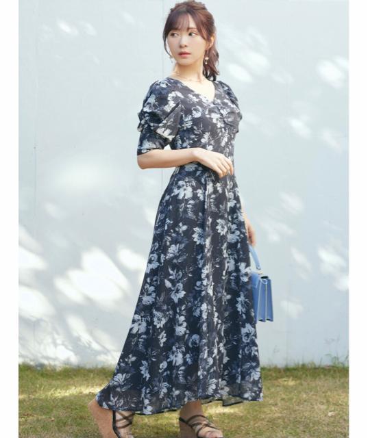 MERCURYDUO【かわにしみきコラボ】フラワーギャザースリーブワンピース < ブランド  MERCURYDUO【かわにしみきコラボ】フラワーギャザースリーブワンピース  < ブランドの