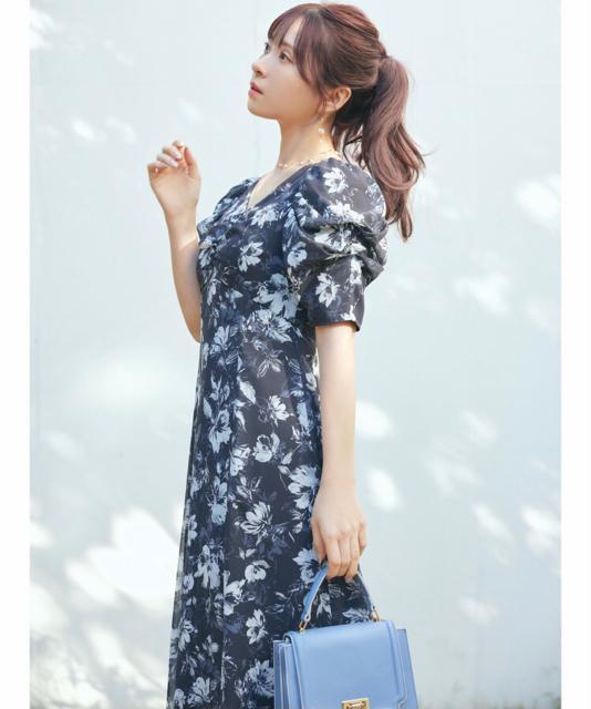 MERCURYDUO【かわにしみきコラボ】フラワーギャザースリーブワンピース < ブランド  MERCURYDUO【かわにしみきコラボ】フラワーギャザースリーブワンピース < ブランドの