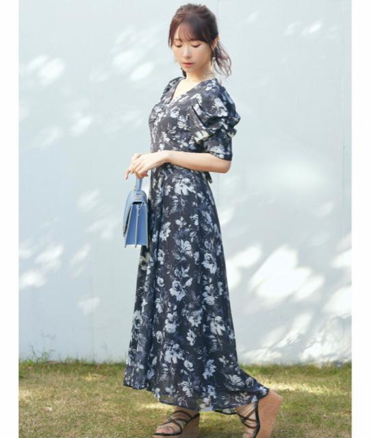 MERCURYDUO【かわにしみきコラボ】フラワーギャザースリーブワンピース < ブランド  MERCURYDUO【かわにしみきコラボ】フラワーギャザースリーブワンピース < ブランドの