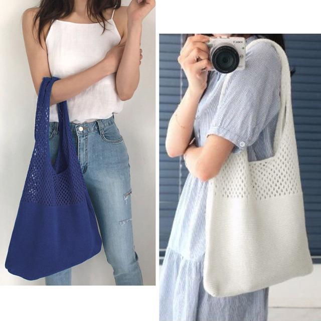 送料無料 新品 トートバッグ ニット編み バッグ鞄かばん < 女性ファッション  送料無料 新品 トートバッグ ニット編み バッグ鞄かばん < 女性ファッションの