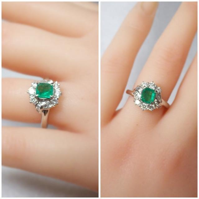 【新品】【鑑別付き】Pt エメラルド ダイヤモンド プラチナ リング < 女性アクセサリー/時計  【新品】【鑑別付き】Pt エメラルド ダイヤモンド プラチナ リング < 女性アクセサリー/時計の