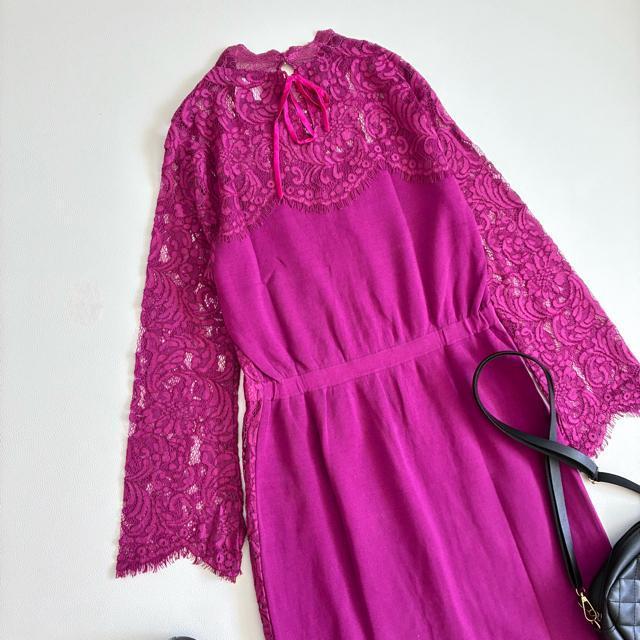 ◆美品◆マリリンムーン◆レースロングワンピース◆ドレス◆オケージョン◆パープル < 女性ファッション  ◆美品◆マリリンムーン◆レースロングワンピース◆ドレス◆オケージョン◆パープル < 女性ファッションの