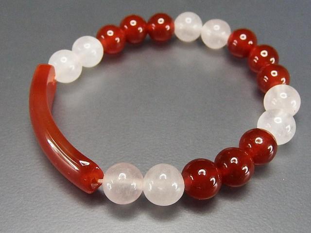 一点物カーネリアンプレート約8mm玉デザイン天然石ブレスレットUK1-1-02a < 女性アクセサリー/時計  一点物カーネリアンプレート約8mm玉デザイン天然石ブレスレットUK1-1-02a < 女性アクセサリー/時計の