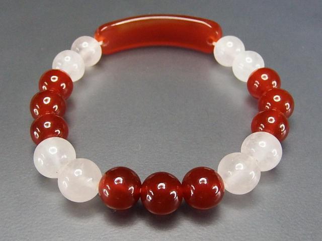 一点物カーネリアンプレート約8mm玉デザイン天然石ブレスレットUK1-1-02a < 女性アクセサリー/時計  一点物カーネリアンプレート約8mm玉デザイン天然石ブレスレットUK1-1-02a < 女性アクセサリー/時計の