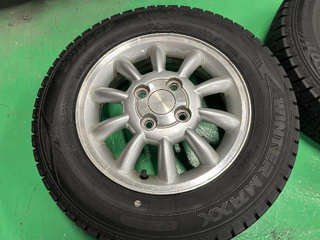 0092405)中古国産スタッドレスタイヤダンロップウィンターマックス4本スズキ純正アルミホイールセット145/80R13送料無料 < 自動車/バイク 0092405)中古国産スタッドレスタイヤダンロップウィンターマックス4本スズキ純正アルミホイールセット145/80R13送料無料 < 自動車/バイク