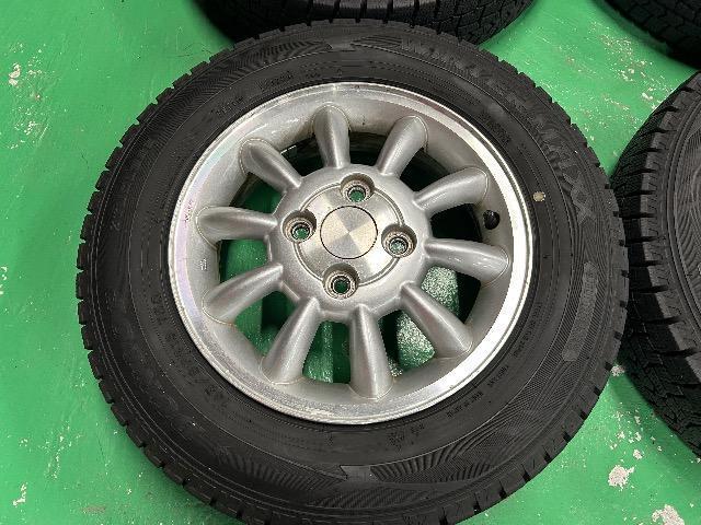 0092405)中古国産スタッドレスタイヤダンロップウィンターマックス4本スズキ純正アルミホイールセット145/80R13送料無料 < 自動車/バイク 0092405)中古国産スタッドレスタイヤダンロップウィンターマックス4本スズキ純正アルミホイールセット145/80R13送料無料 < 自動車/バイク