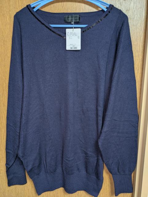 アンタイトル昨季新品パープルウールカシミヤ混ドルマンスリーブニット大きいサイズ413号12号LLXLハイゲージセータースパンコール < ブランド アンタイトル昨季新品パープルウールカシミヤ混ドルマンスリーブニット大きいサイズ413号12号LLXLハイゲージセータースパンコール < ブランドの