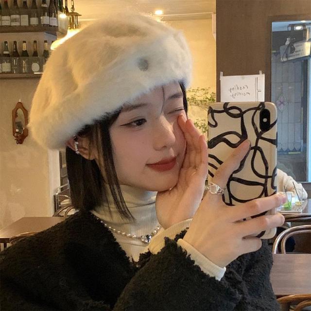 レー帽 防寒 小顔 かわいい カジュアル きれいめ 帽子 秋冬 ニット ホワイト < 女性ファッション  レー帽 防寒 小顔 かわいい カジュアル きれいめ 帽子 秋冬 ニット ホワイト < 女性ファッションの
